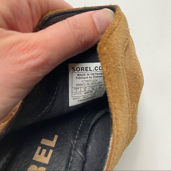 Sorel Lolla Cut Out Ankle Boots Camel Brown Elk 7 waterproof suede - Picture 6 of 6